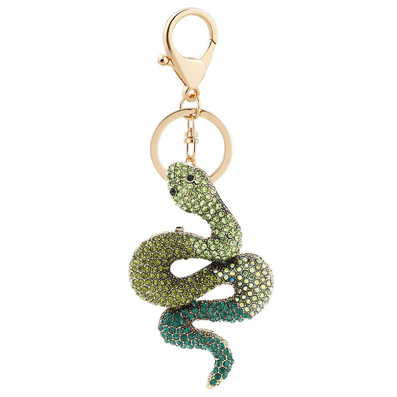 Wholesale Zodiac Diamond-embedded gradient snake keychain car bag pendant creative gifts for the year of birth